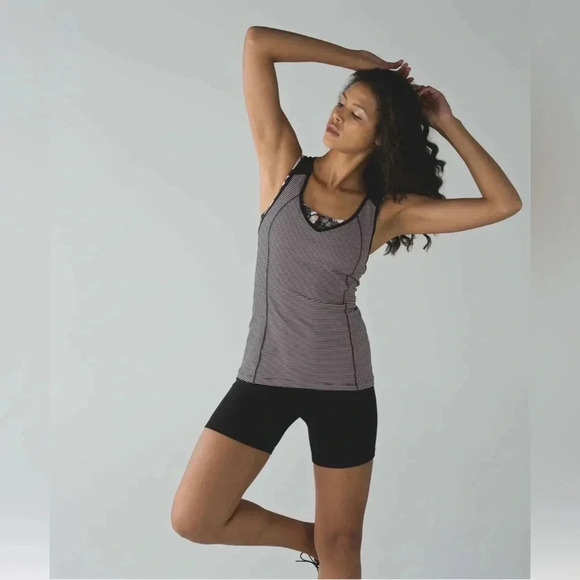 Lululemon Super Sport Tank Mini Pop Stripe Black Mink Berry Sz 6 - Picture 12 of 13